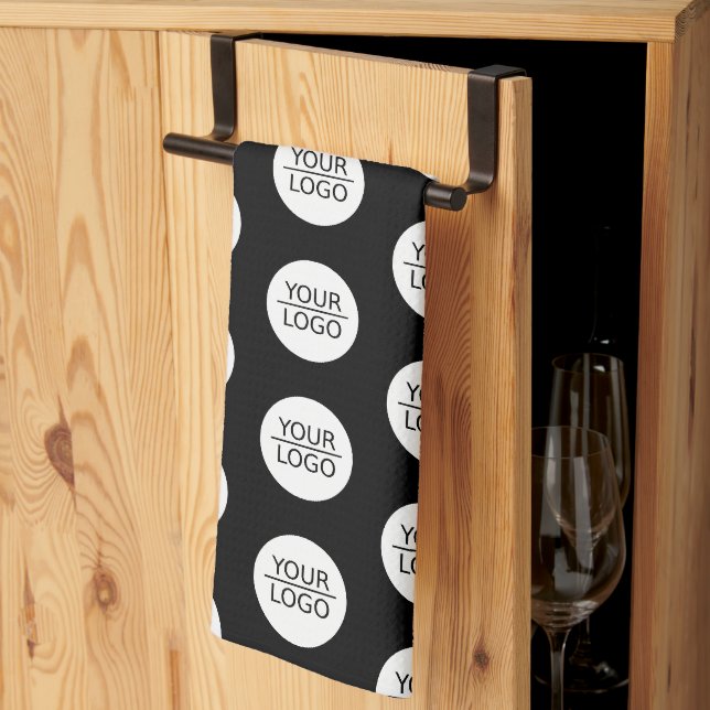 Fügen Sie Ihre Logo Black Pattern Company Werbeakt Geschirrtuch (Drittel gefaltet)