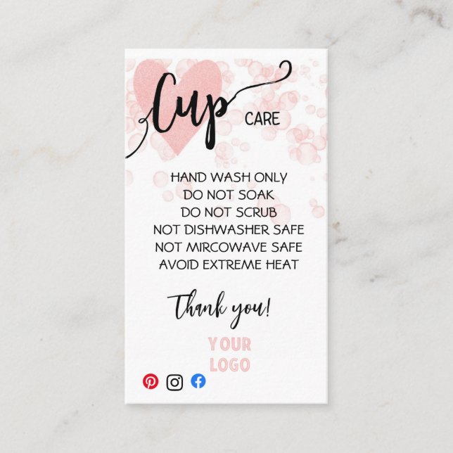 FÜGEN SIE IHRE LOGO CUP CARE CARDS EIN VISITENKARTE (Vorderseite)