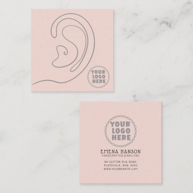 Fügen Sie Ihre Logo-Schmuck-Ohrringe Cream-Display Telefonnummerkarte (Vorne/Hinten)