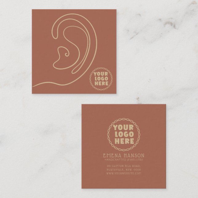 Fügen Sie Ihre Logo Schmuck Ohrringe Marron Displa Telefonnummerkarte (Vorne/Hinten)