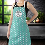 Fügen Sie Ihre Logobackcooking hinzu Schürze<br><div class="desc">Entdecken Sie den Charme unserer Schürze. Diese Schürze ist einzigartig konzipiert mit einem lebendigen aquamarinen Hintergrund und einem Vintagen Polka-Punktmuster. Passen Sie die Farbe an, um Ihren persönlichen Stil Anzug, oder passen Sie Ihre Küchendekoration an, und machen Sie es sich mit Ihrem Logo zu Ihrem eigenen. Diese Schürze ist nicht...</div>