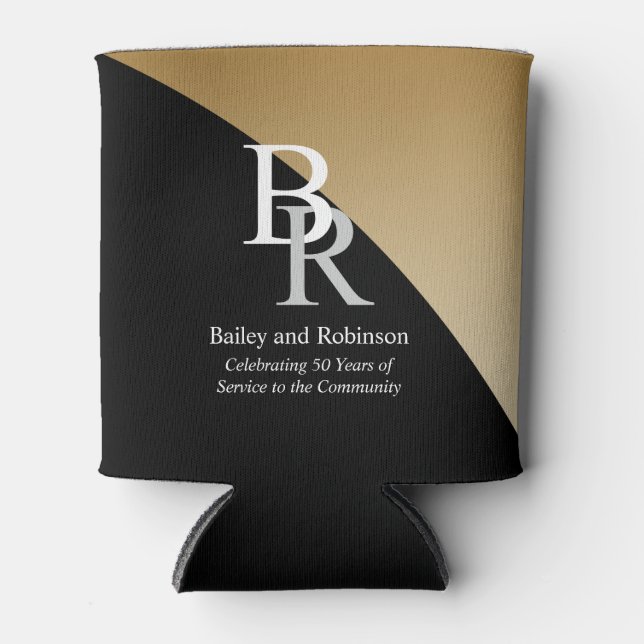 Fügen Sie Ihre Logofirma Black Gold Werbung hinzu Dosenkühler (Vorderseite)