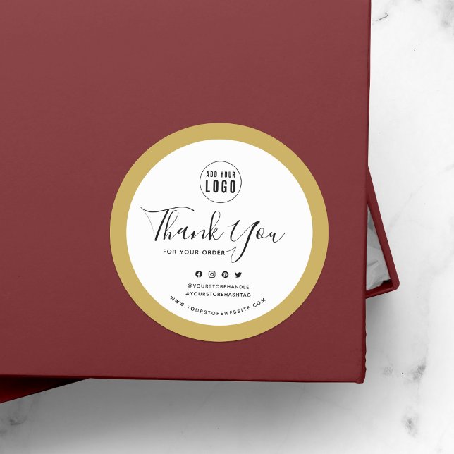 Fügen Sie Ihre Logos Social Media Vielen Dank für  Runder Aufkleber (Von Creator hochgeladen)