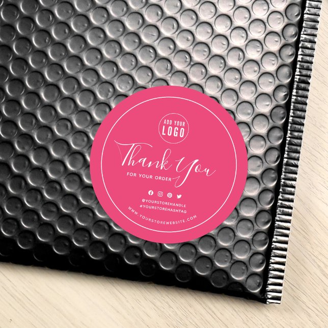 Fügen Sie Ihre Logos Social Media Vielen Dank für  Runder Aufkleber (Von Creator hochgeladen)