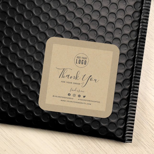 Fügen Sie Ihre Logos Social Media Vielen Dank Kraf Quadratischer Aufkleber (Von Creator hochgeladen)