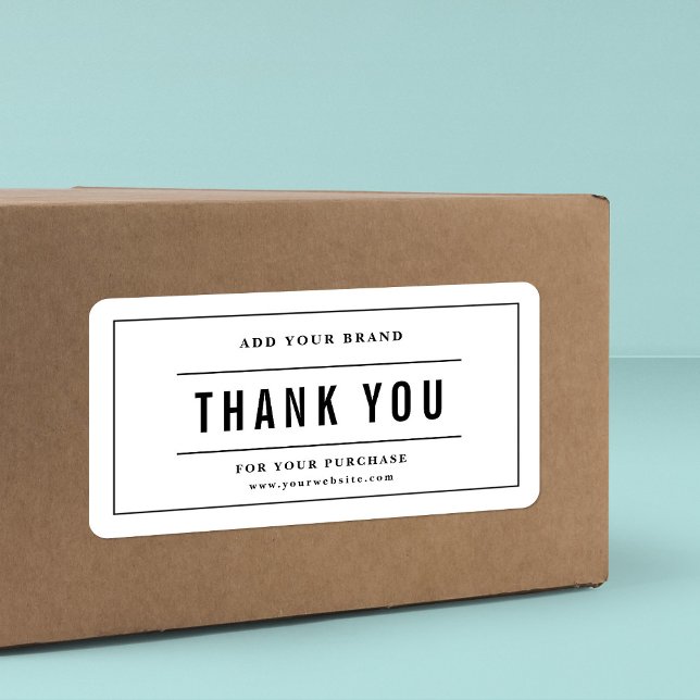 Fügen Sie Ihre Marke Vielen Dank Black Border Line Adressaufkleber (Von Creator hochgeladen)