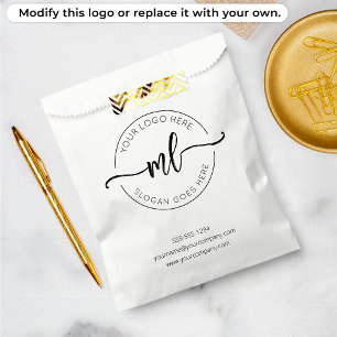 Fügen Sie Ihre Minimalistischen Monogramme Schwarz Geschenktütchen