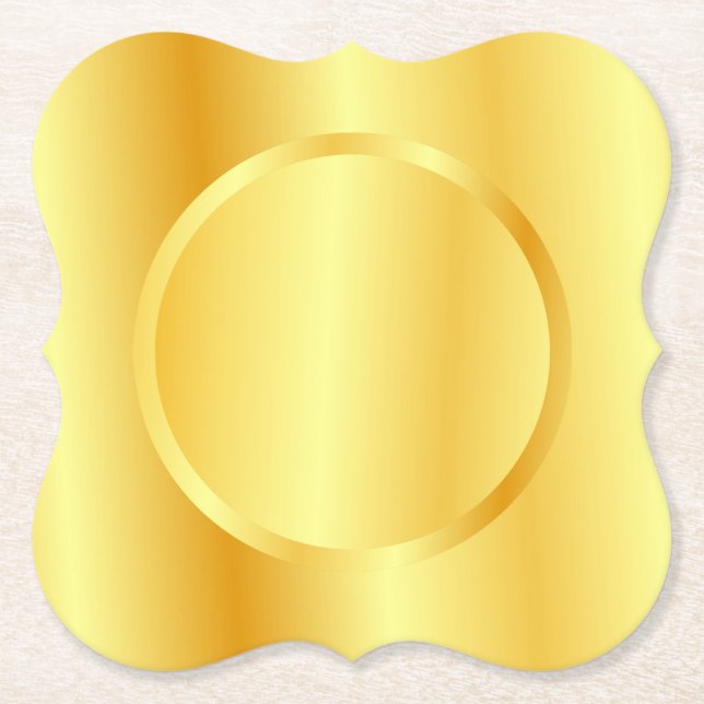Fügen Sie Ihre Monogram Text Imitate Gold Metallic Untersetzer (Vorderseite)