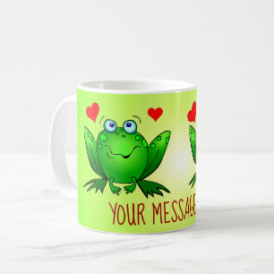 Fügen Sie Ihre Nachricht hinzu Lustige Cartoon Frö Kaffeetasse