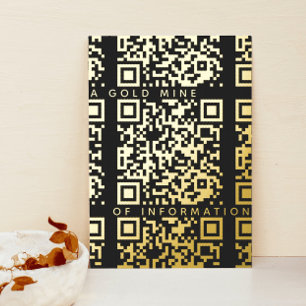 Fügen Sie Ihre QR Code Black & Gold Funny Discount Folien Feiertagskarte