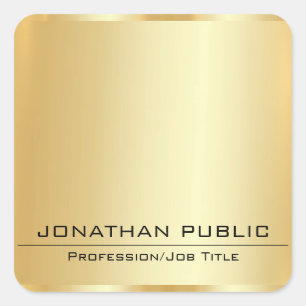 Fügen Sie Ihre Text-Imitate Gold Metallic Look Ele Quadratischer Aufkleber