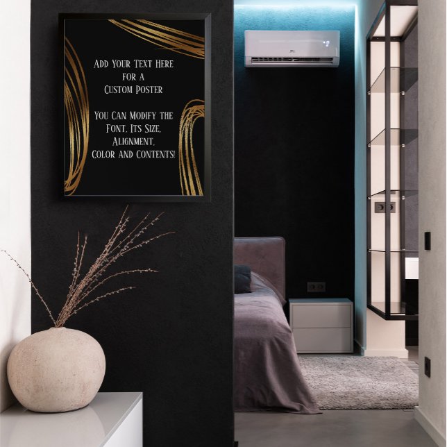 Fügen Sie Ihre Text Scribbled Gold Ovals, Black Poster (Von Creator hochgeladen)