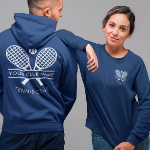 Fügen Sie Ihrem Club Name Tennis Logo Blue Custom  Sweatshirt