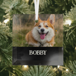 Fügen Sie Ihrem eigenen Hund Foto und Namen hinzu Ornament Aus Glas