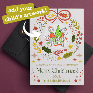 Fügen Sie Ihrem Kind die Kunst hinzu   Moderner We Feiertagskarte