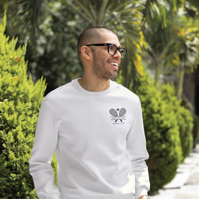 Fügen Sie Ihrem Tennisteam Ihren Clubnamen individ Sweatshirt (Tennis Club Logo White Sweatshirt)