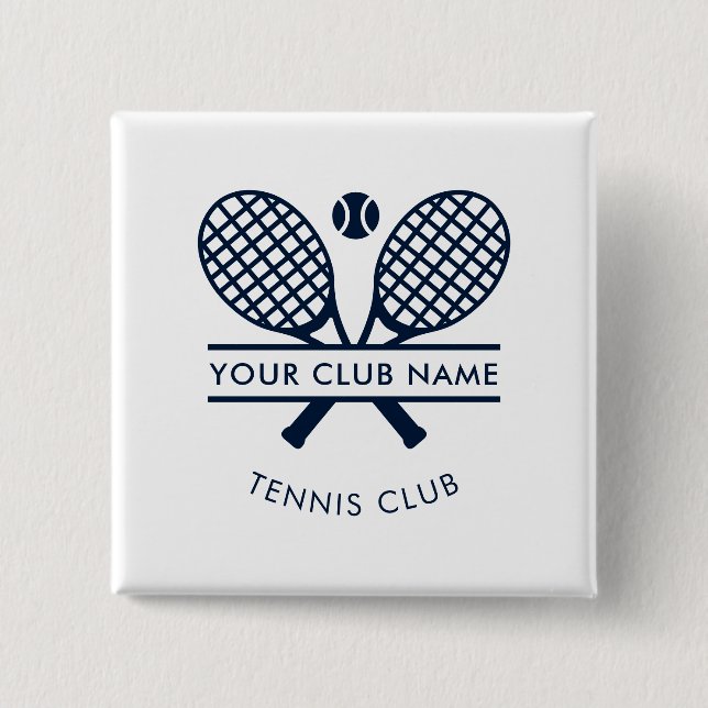 Fügen Sie Ihren Club Name Tennis Icons Navy Blue Button (Vorderseite)