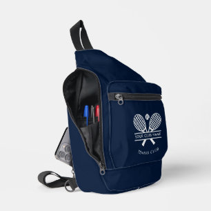 Fügen Sie Ihren Club Name Tennis Icons Navy Blue Crossbody Bag