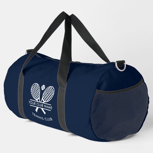 Fügen Sie Ihren Club Name Tennis Icons Navy Blue Duffle Bag (Rechte Ecke)