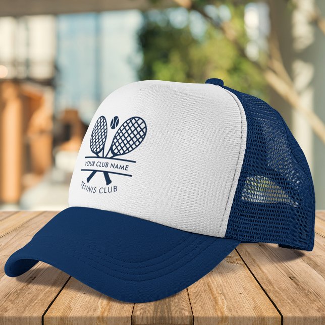 Fügen Sie Ihren Club Name Tennis Icons Navy Blue Truckerkappe (Add Your Club Name Tennis Icons Navy Blue Trucker Hat)