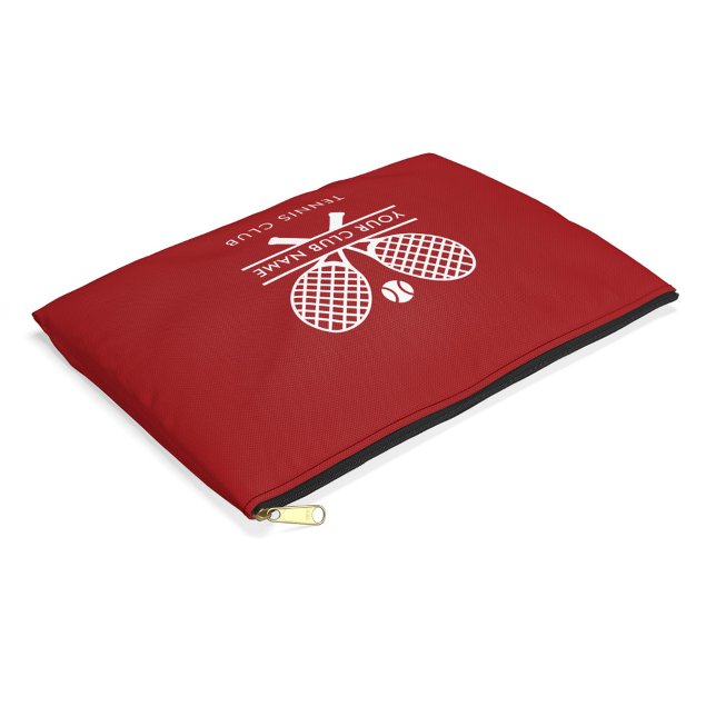 Fügen Sie Ihren Club Name Tennis Rackets Icons Tea Zubehörtasche (Red Lawn Tennis Rackets Motif Accessory Pouch)
