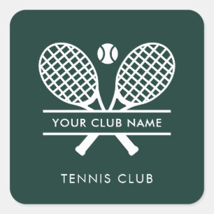 Fügen Sie Ihren Club-Namen Tennis-Icons Grün hinzu Quadratischer Aufkleber