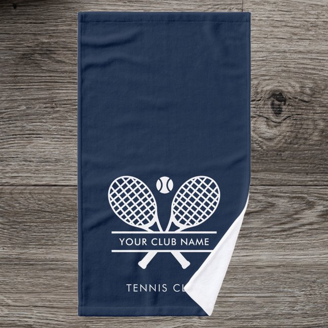 Fügen Sie Ihren Clubnamen Tennis Team Navy Blue hi Handtuch (Tennis Club Name Players Hand Towel)