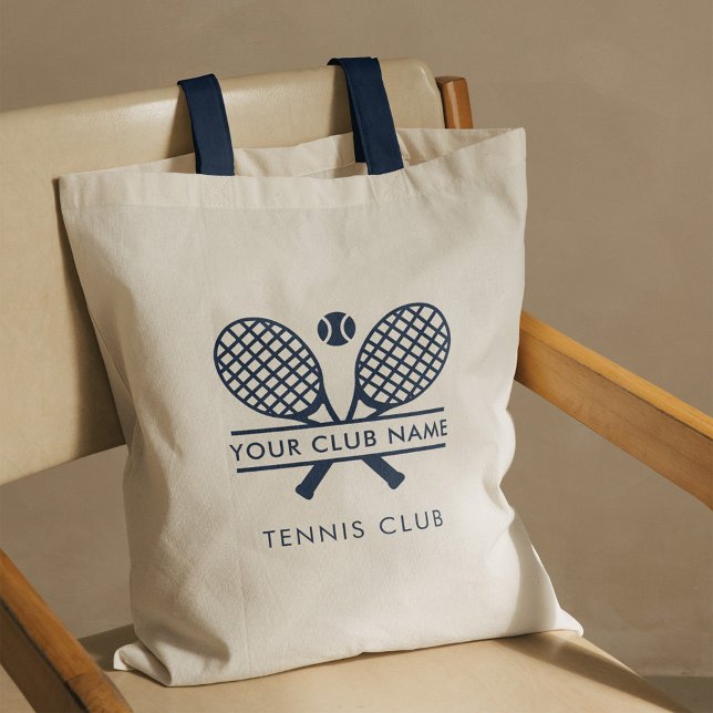 Fügen Sie Ihren Clubnamen Tennis Team Navy Blue hi Tragetasche (Tennis Club Team Swag Navy Blue Handles Tote Bag)