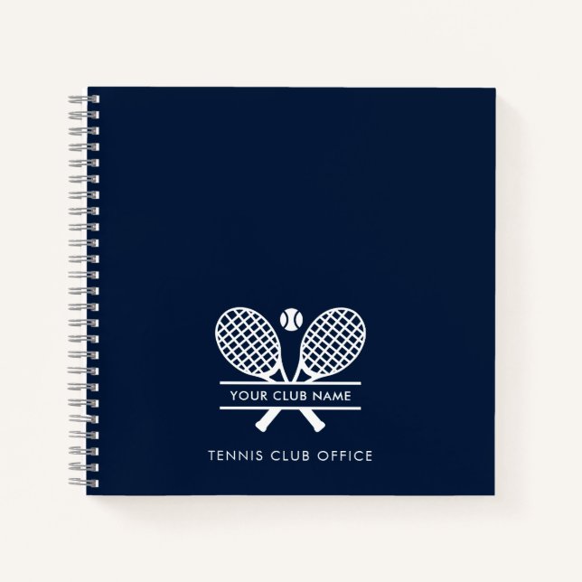 Fügen Sie Ihren Clubnamen Tennis Team Office Navy  Notizbuch (Vorderseite)
