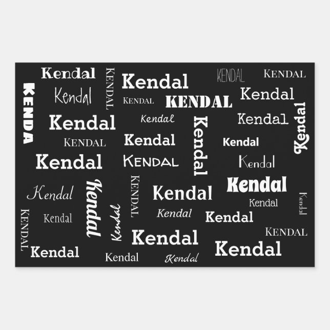 Fügen Sie Ihren eigenen Namen Schwarz und Weiß ben Geschenkpapier Set (Vorderseite)