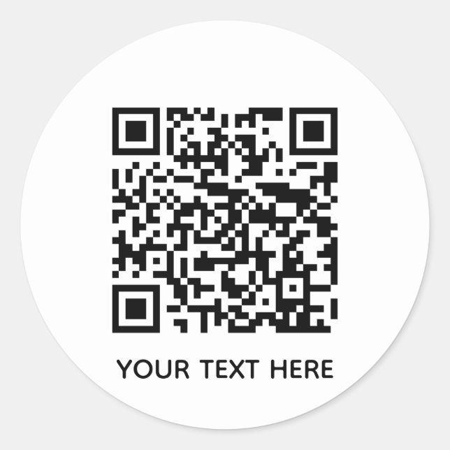 Fügen Sie Ihren eigenen QR Code Text Scan Minimal  Runder Aufkleber (Vorderseite)
