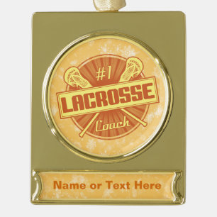 Fügen Sie Ihren eigenen Text Lacrosse Coach Holida Banner-Ornament Gold