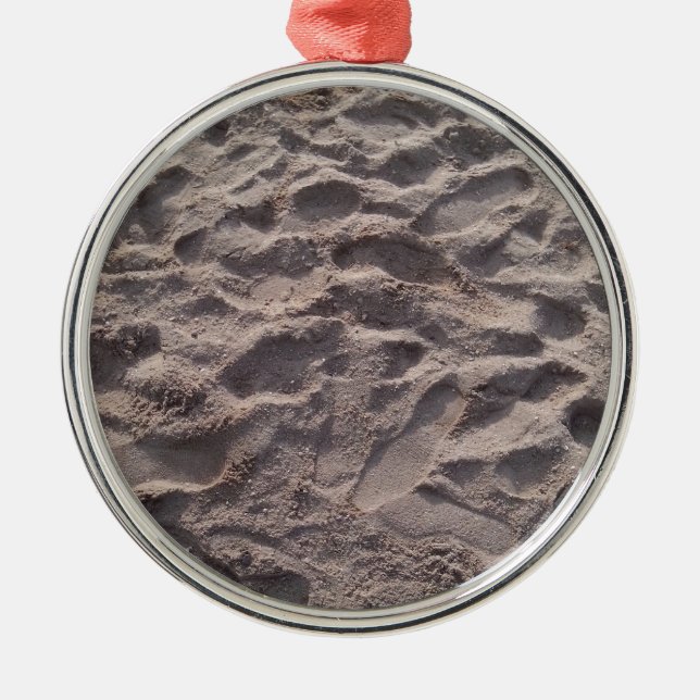 Fügen Sie Ihren eigenen Text, schreiben Sie Sand,  Silbernes Ornament (Vorne)