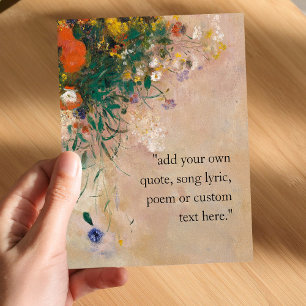 Fügen Sie Ihren eigenen Zitat Vintage-Blumen hinzu Postkarte