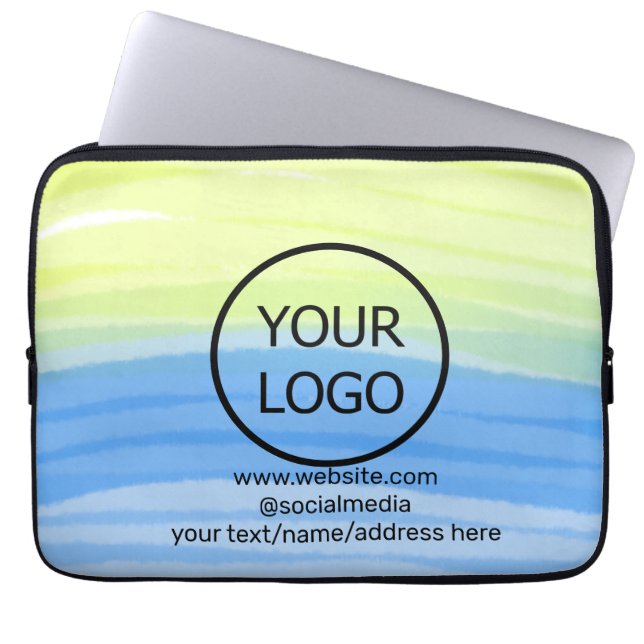 Fügen Sie Ihren Firmennamen Text Aquarelladresse h Laptopschutzhülle (Vorderseite)