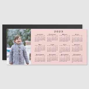 Fügen Sie Ihren Foto 2023 Kalender auf Coral Pink  Magnetkarte