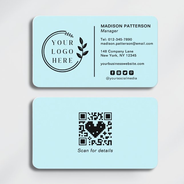 Fügen Sie Ihren Logo Social Media QR Code Corporat Visitenkarte (Von Creator hochgeladen)