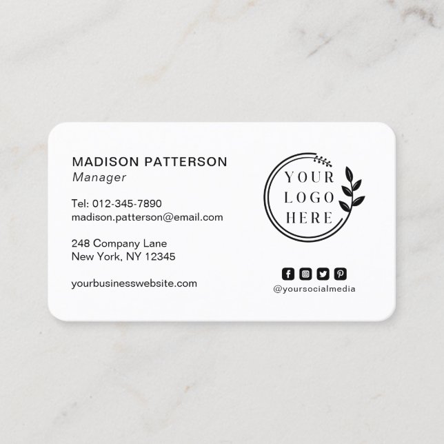 Fügen Sie Ihren Logo Social Media QR Code Corporat Visitenkarte (Vorderseite)