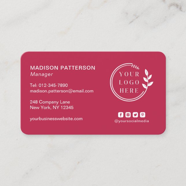 Fügen Sie Ihren Logo Social Media QR Code Corporat Visitenkarte (Vorderseite)