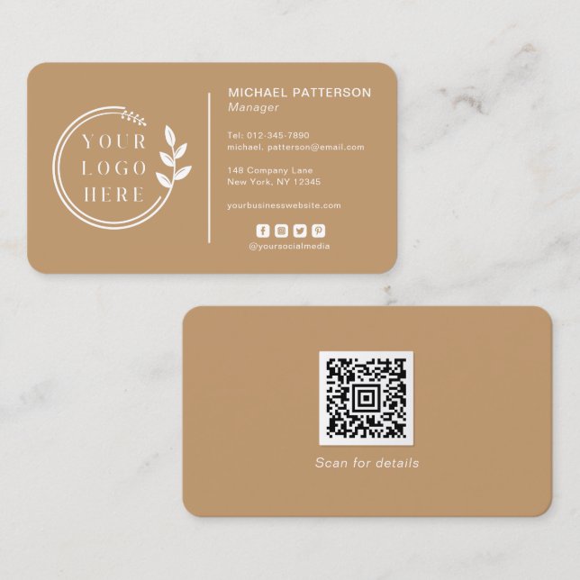 Fügen Sie Ihren Logo Social Media QR Code Corporat Visitenkarte (Vorne/Hinten)
