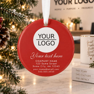 Fügen Sie Ihren Logo-Text Werbeaktion Rot hinzu Ornament