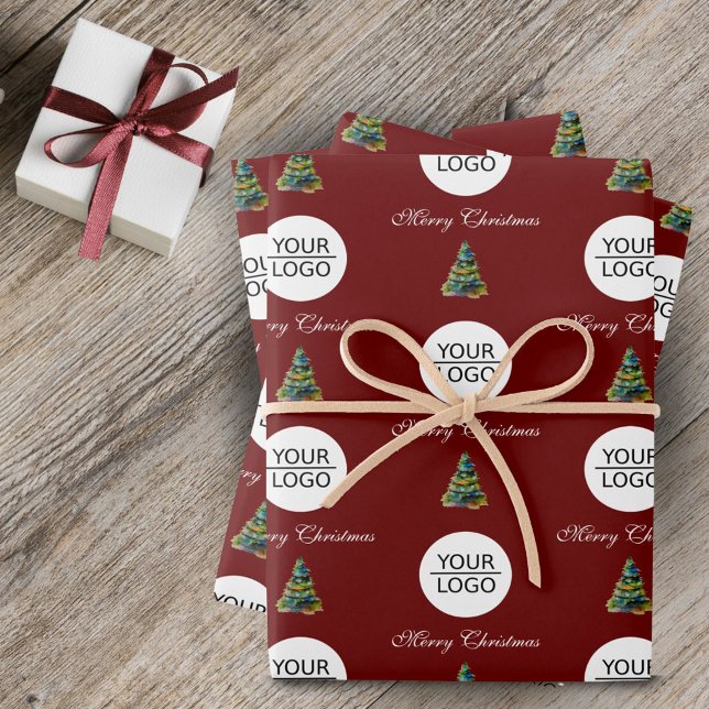 Fügen Sie Ihren Logo Text Werbeaktion Weihnachtsba Geschenkpapier Set (Von Creator hochgeladen)