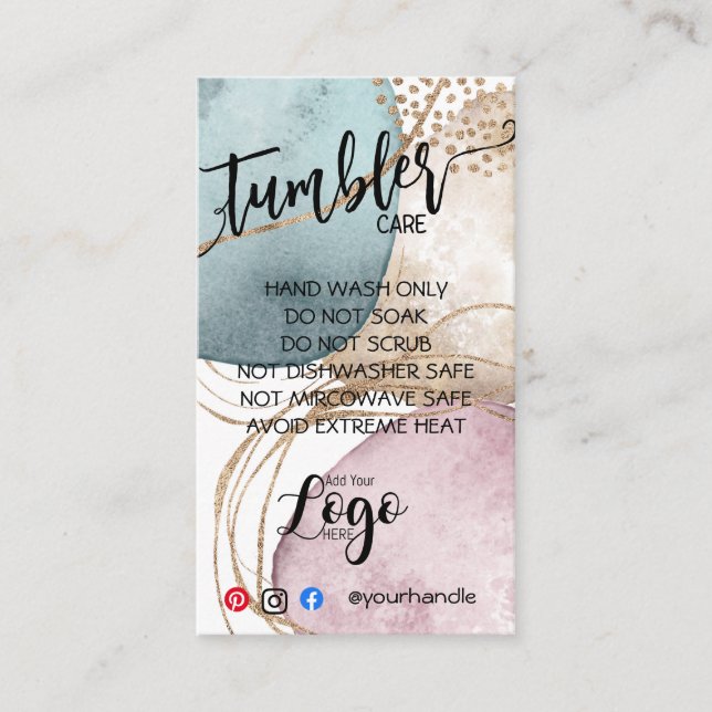 FÜGEN SIE IHREN LOGO TUMBLER CARE CARDS Gold Glitz Visitenkarte (Vorderseite)