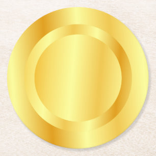 Fügen Sie Ihren Monogrammtext Faux-Gold-Metall-Loo Runder Pappuntersetzer