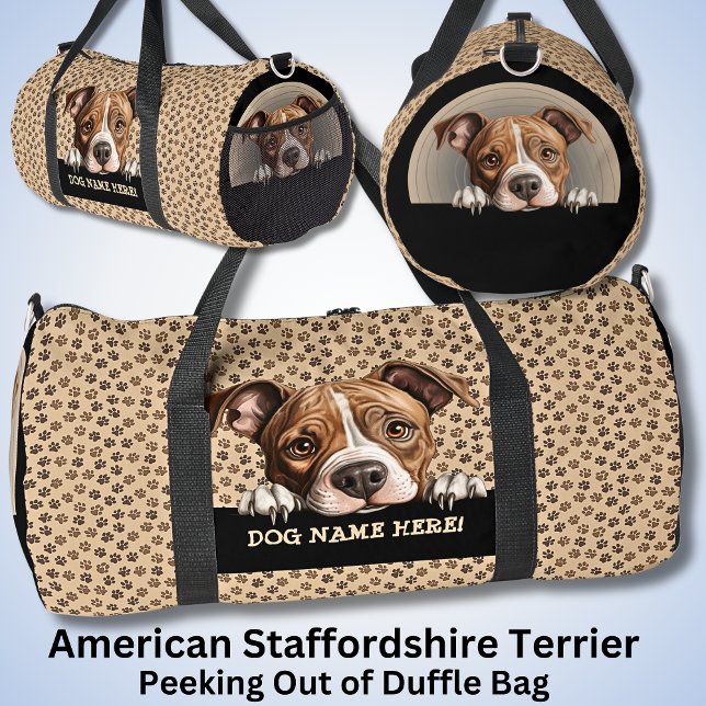 Fügen Sie Ihren Namen American Staffordshire Terri Duffle Bag (Von Creator hochgeladen)