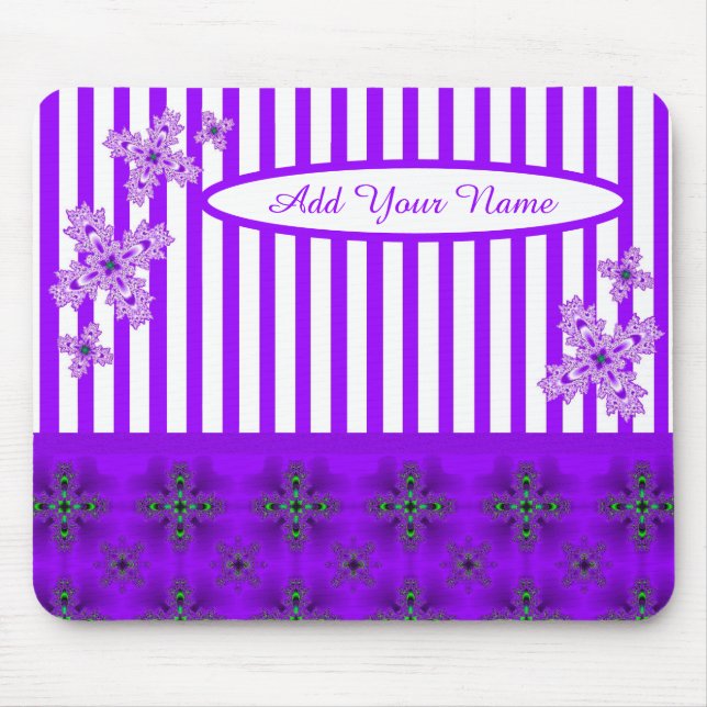 Fügen Sie Ihren Namen, Artdeco-Blume im Retro-Stil Mousepad (Vorne)