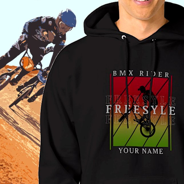 Fügen Sie Ihren Namen BMX Freestyle Rider hinzu -  Hoodie (Von Creator hochgeladen)