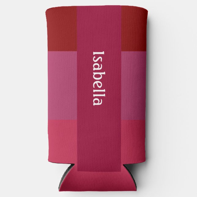 Fügen Sie Ihren Namen Bold Red & Pinks hinzu Dosenkühler (Vorderseite)