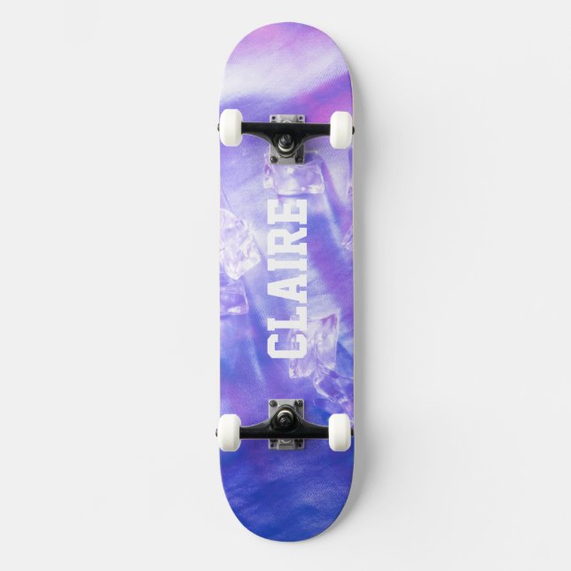 Fügen Sie Ihren Namen Cool Ice Lila hinzu Skateboard (Vorderseite)