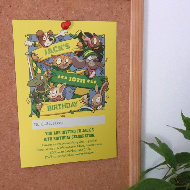 Fügen Sie Ihren Namen Geburtsdatum Tierfans Gelb & Einladung (Von Creator hochgeladen)